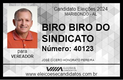 Candidato BIRO BIRO DO SINDICATO 2024 - MARIBONDO - Eleições