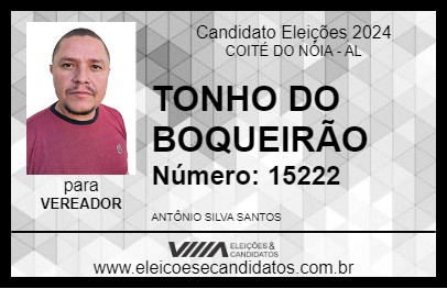 Candidato TONHO DO BOQUEIRÃO 2024 - COITÉ DO NÓIA - Eleições