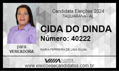 Candidato CIDA DO DINDA 2024 - TAQUARANA - Eleições