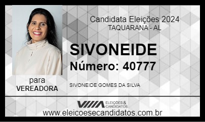 Candidato SIVONEIDE 2024 - TAQUARANA - Eleições