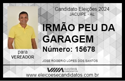 Candidato IRMÃO PEU DA GARAGEM 2024 - JACUÍPE - Eleições