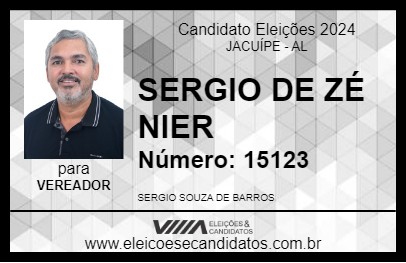 Candidato SERGIO DE ZÉ NIER 2024 - JACUÍPE - Eleições