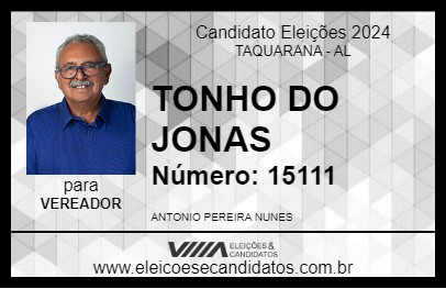 Candidato TONHO DO JONAS 2024 - TAQUARANA - Eleições