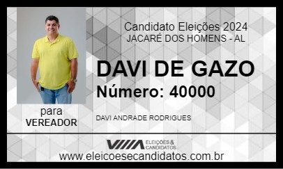 Candidato DAVI DE GAZO 2024 - JACARÉ DOS HOMENS - Eleições