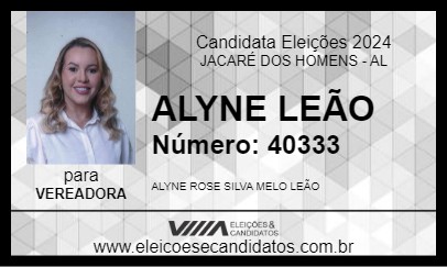 Candidato ALYNE LEÃO 2024 - JACARÉ DOS HOMENS - Eleições