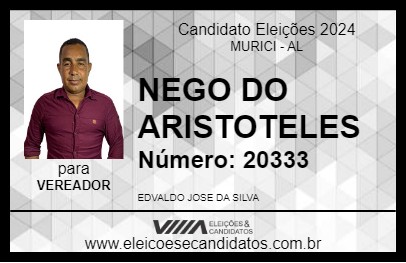 Candidato NEGO DO ARISTOTELES 2024 - MURICI - Eleições