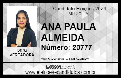 Candidato ANA PAULA ALMEIDA 2024 - MURICI - Eleições