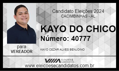 Candidato KAYO DO CHICO 2024 - CACIMBINHAS - Eleições