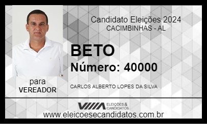 Candidato BETO 2024 - CACIMBINHAS - Eleições