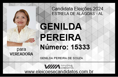 Candidato GENILDA PEREIRA 2024 - ESTRELA DE ALAGOAS - Eleições