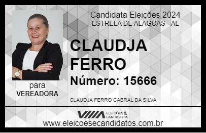 Candidato CLAUDJA FERRO 2024 - ESTRELA DE ALAGOAS - Eleições