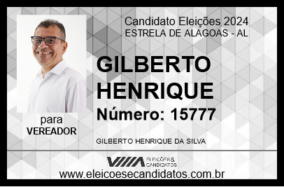 Candidato GILBERTO HENRIQUE 2024 - ESTRELA DE ALAGOAS - Eleições