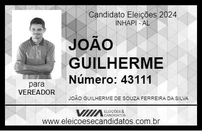 Candidato JOÃO GUILHERME 2024 - INHAPI - Eleições