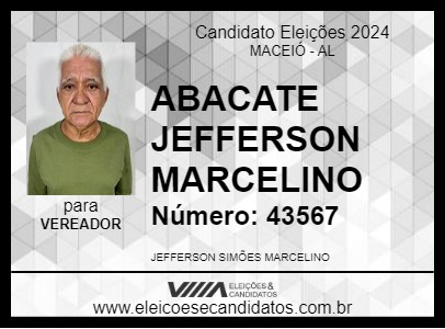 Candidato ABACATE JEFFERSON MARCELINO 2024 - MACEIÓ - Eleições