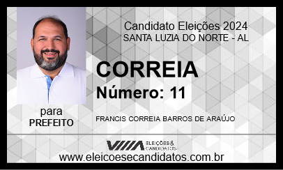 Candidato CORREIA 2024 - SANTA LUZIA DO NORTE - Eleições