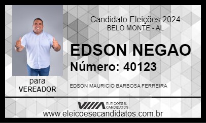 Candidato EDSON NEGAO 2024 - BELO MONTE - Eleições