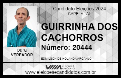 Candidato GUIRRINHA DOS CACHORROS 2024 - CAPELA - Eleições