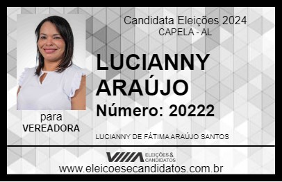 Candidato LUCIANNY ARAÚJO 2024 - CAPELA - Eleições