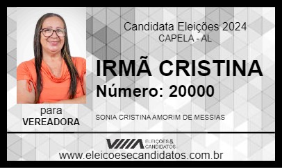 Candidato IRMÃ CRISTINA 2024 - CAPELA - Eleições