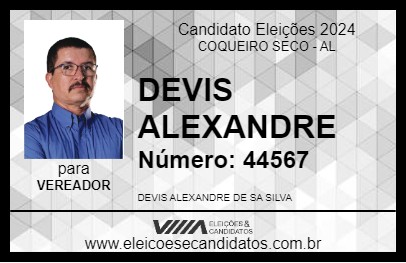 Candidato DEVIS ALEXANDRE 2024 - COQUEIRO SECO - Eleições