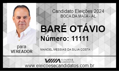 Candidato BARÉ OTÁVIO 2024 - BOCA DA MATA - Eleições