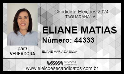 Candidato ELIANE IRMÃ DO EDMILSON 2024 - TAQUARANA - Eleições