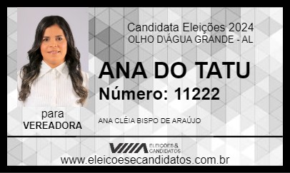 Candidato ANA DO TATU 2024 - OLHO D\ÁGUA GRANDE - Eleições