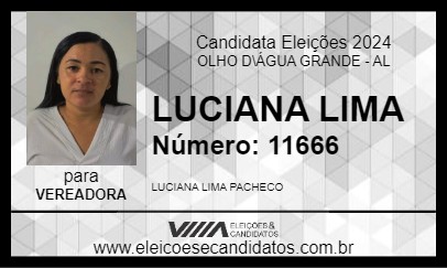 Candidato LUCIANA LIMA 2024 - OLHO D\ÁGUA GRANDE - Eleições