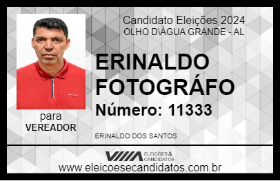 Candidato ERINALDO FOTOGRÁFO 2024 - OLHO D\ÁGUA GRANDE - Eleições