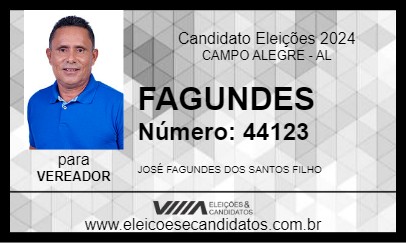 Candidato FAGUNDES 2024 - CAMPO ALEGRE - Eleições