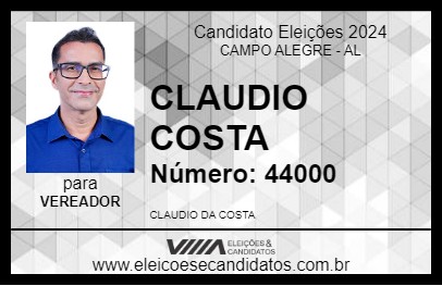 Candidato CLAUDIO COSTA 2024 - CAMPO ALEGRE - Eleições