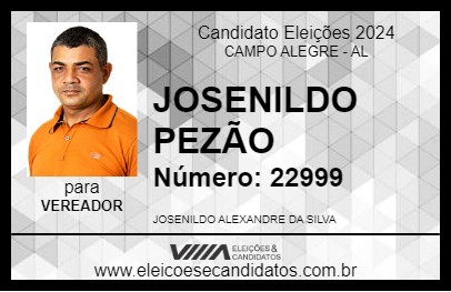 Candidato JOSENILDO PEZÃO 2024 - CAMPO ALEGRE - Eleições