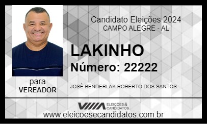 Candidato LAKINHO 2024 - CAMPO ALEGRE - Eleições