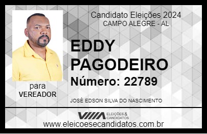 Candidato EDDY PAGODEIRO 2024 - CAMPO ALEGRE - Eleições