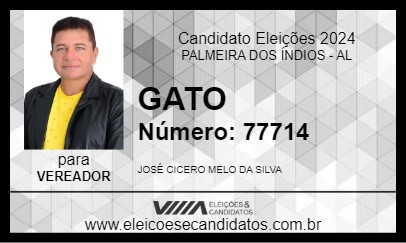 Candidato GATO 2024 - PALMEIRA DOS ÍNDIOS - Eleições