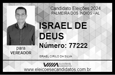 Candidato ISRAEL DE DEUS 2024 - PALMEIRA DOS ÍNDIOS - Eleições