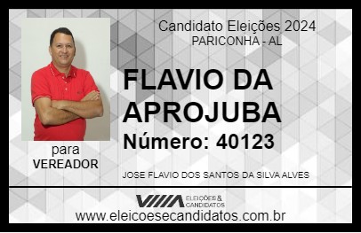 Candidato FLAVIO DA APROJUBA 2024 - PARICONHA - Eleições