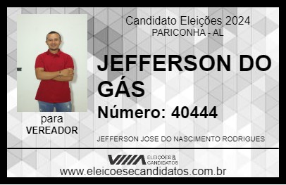 Candidato JEFFERSON DO GÁS 2024 - PARICONHA - Eleições