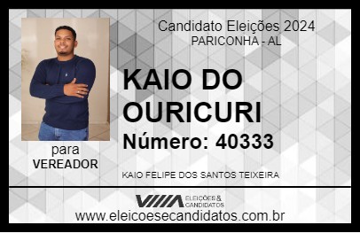 Candidato KAIO DO OURICURI 2024 - PARICONHA - Eleições