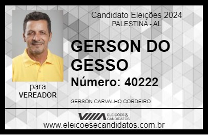 Candidato GERSON DO GESSO 2024 - PALESTINA - Eleições