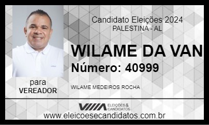 Candidato WILAME DA VAN 2024 - PALESTINA - Eleições