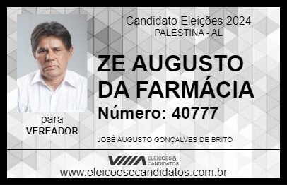 Candidato ZE AUGUSTO DA FARMÁCIA 2024 - PALESTINA - Eleições