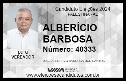 Candidato ALBERÍCIO BARBOSA 2024 - PALESTINA - Eleições