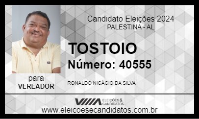 Candidato TOSTOIO 2024 - PALESTINA - Eleições