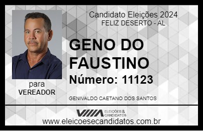 Candidato GENO DO FAUSTINO 2024 - FELIZ DESERTO - Eleições