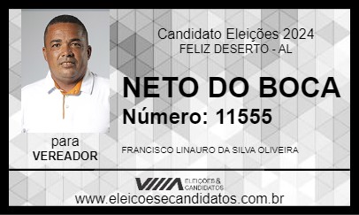 Candidato NETO DO BOCA 2024 - FELIZ DESERTO - Eleições