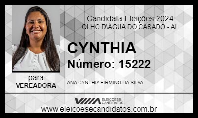 Candidato CYNTHIA 2024 - OLHO D\ÁGUA DO CASADO - Eleições