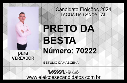 Candidato PRETO DA BESTA 2024 - LAGOA DA CANOA - Eleições