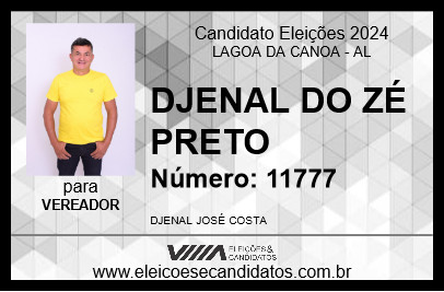 Candidato DJENAL DO ZÉ PRETO 2024 - LAGOA DA CANOA - Eleições