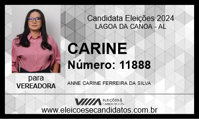 Candidato CARINE 2024 - LAGOA DA CANOA - Eleições